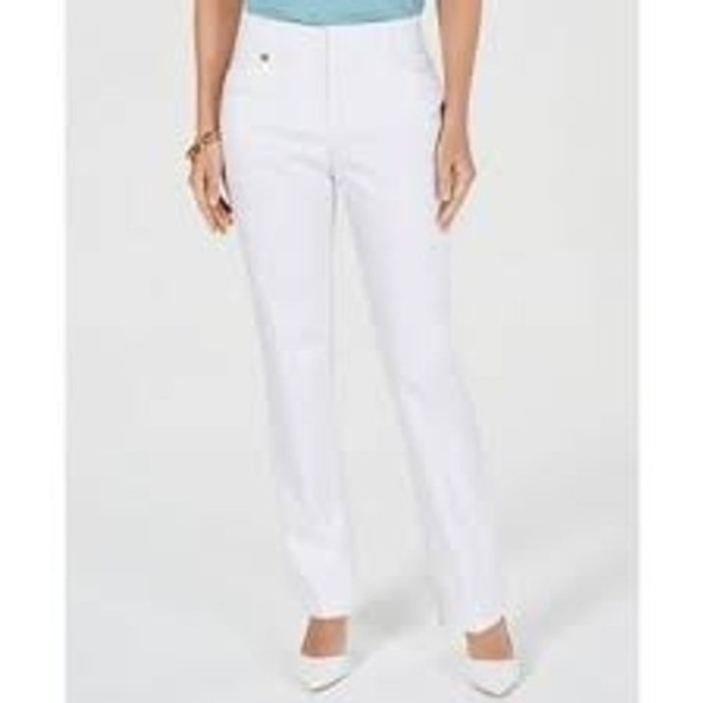 JM Collection Tummy Control Slim Ankle Pants Womens 2P White Minimalist Coastal
